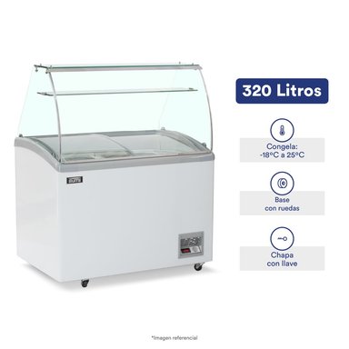 CONGELADOR ILUMI TF-3200TG 320 LTS CON 6 POZAS Y VITRINA