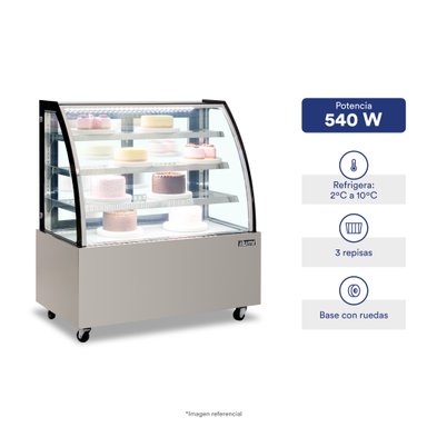 VITRINA ILUMI REFRIGERADA CURVA 3 NIVELES VRDH-1250AI