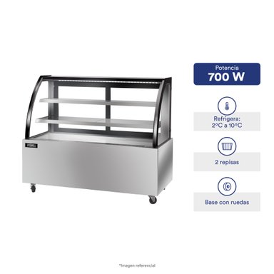 VITRINA ILUMI REFRIGERADA CURVA 2 NIVELES VRD-1500AI - 1