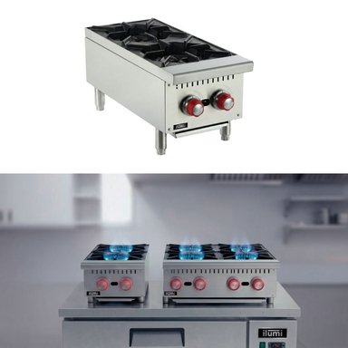 COCINA INDUSTRIAL ILUMI DE SOBREMESA A GAS CON 2 HORNILLAS - 2