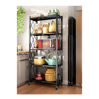 ESTANTE GRETAIL NEGRO MATE MULTIUSO PLEGABLE HOGAR COCINA 5 NIVELES - 2