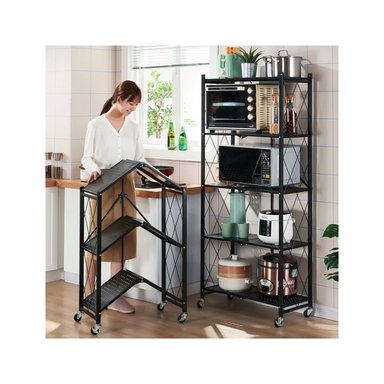 ESTANTE GRETAIL NEGRO MATE MULTIUSO PLEGABLE HOGAR COCINA 5 NIVELES - 3