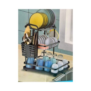 ORGANIZADOR DE PLATOS DE COCINA ESTANTE 3 NIVELES NEGRO