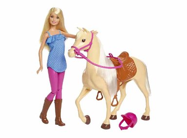 BARBIE MUÑECA, RUBIA, LLEVA TRAJE DE EQUITACIÓN CON CASCO