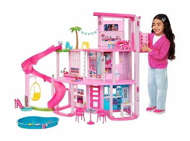 BARBIE DREAMHOUSE 2023, CASA DE MUÑECAS PARA FIESTA EN LA PISCINA CON MÁS DE 75 PIEZAS