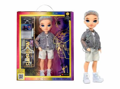 MUÑECA RAINBOW HIGH AIDAN MODA MORADA PARA NIÑO.