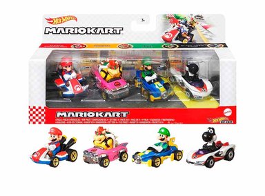 VEHÍCULO HOT WHEELS MARIO KART PAQUETE DE 4 PERSONAJES Y KARTS