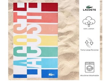 TOALLA PLAYA LACOSTE MULTICOLOR RAINBOW LOGO - 2
