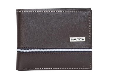 BILLETERA NAUTICA CUERO MARRÓN PLEGABLE RFID HOMBRE