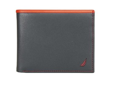 BILLETERA NAUTICA CUERO AZUL PLEGABLE RFID HOMBRE