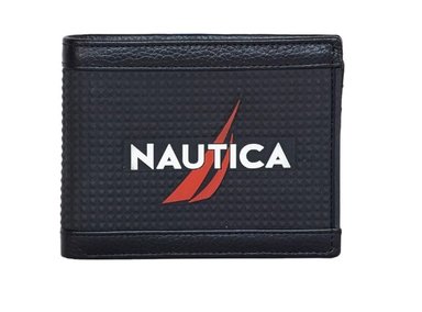 BILLETERA NAUTICA CUERO NEGRO PLEGABLE RFID HOMBRE