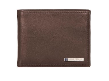 BILLETERA NAUTICA CUERO MARRÓN PLEGABLE RFID HOMBRE