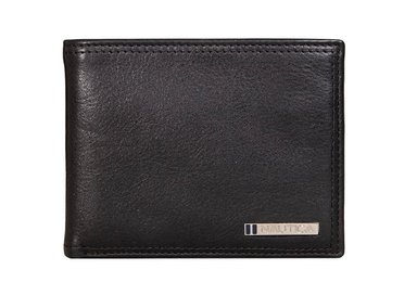 BILLETERA NAUTICA CUERO NEGRO PLEGABLE RFID HOMBRE