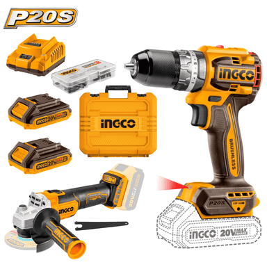 COMBO INDUSTRIAL AMOLADORA + TALADRO PERCUTOR ½' BRUSHLESS INGCO