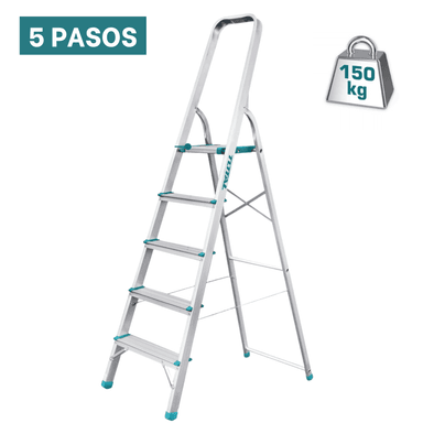 ESCALERA TUBULAR 5 PELDAÑOS SOPORTA 150KG TOTAL