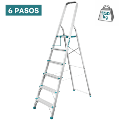 ESCALERA TUBULAR 6 PELDAÑOS SOPORTA 150KG TOTAL