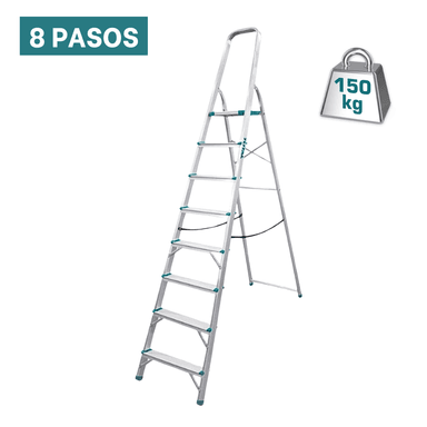 ESCALERA TUBULAR 8 PELDAÑOS SOPORTA 150KG TOTAL
