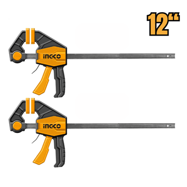 PRENSAS RÁPIDAS INGCO HQBC01602-2 12' AUTO AJUSTABLE SOPORTA 60KG PACK X2