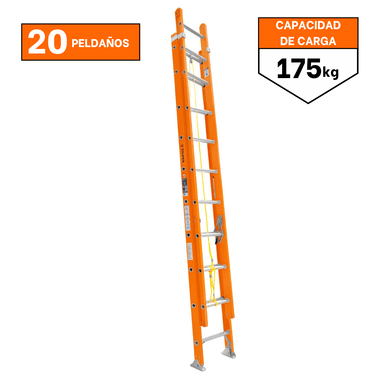 ESCALERA TRUPER TELESCÓPICAS FIBRA VIDRIO CF-100228 20 PELDAÑOS
