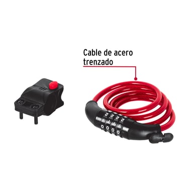 CANDADO HERMEX 43924 ACERO PARA CABLE CON COMBINACIÓN 8MM X 1 METROS - 2