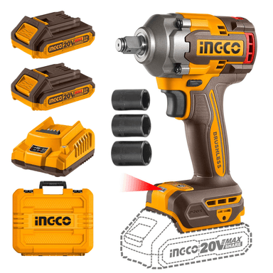 LLAVE IMPACTO INGCO CIWLI2040 20 V 400 NM + 2 BATERÍAS 2AH