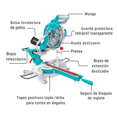 SIERRA INGLETEADORA TOTAL TS421825517 1800 WATTS TELESCOPICA 10' INDUSTRIAL - 3