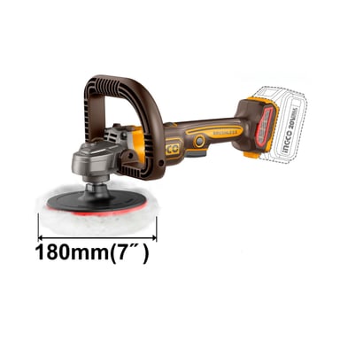 SET DE HERRAMIENTAS INGCO PULIDORA INALÁMBRICA 20V + BATERÍA 4AH + CARGADOR - 2