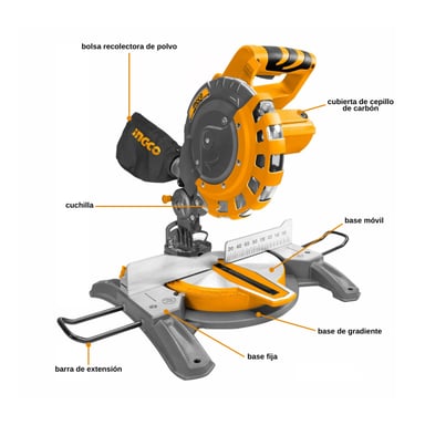 SIERRA INGLETEADORA INGCO BMS14007 8' 1400 WATTS - 2