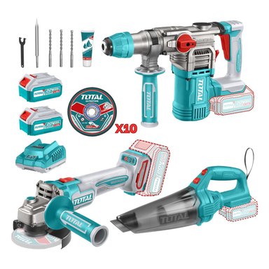 COMBO TOTAL ROTOMARTILLO + AMOLADORA + ASPIRADORA INDUSTRIAL