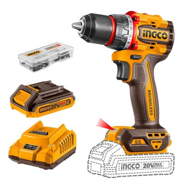 TALADRO INGCO CDLI205582 ATORNILLADOR 55NM INCLUYE BATERIA Y CARGADOR