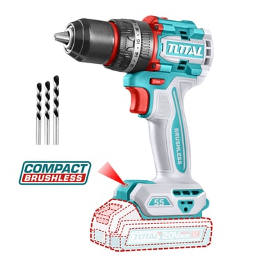 TALADRO PERCUTOR 55NM + 2 BATERÍAS Y CARGADOR TOTAL - 4