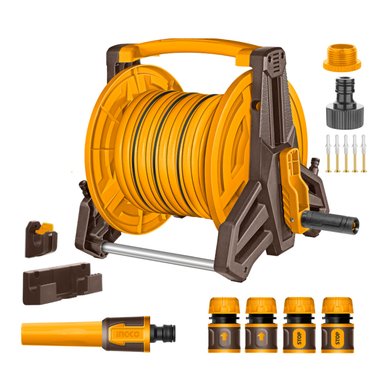 JUEGO DE CARRETE Y MANGUERA + ACCESORIOS INGCO