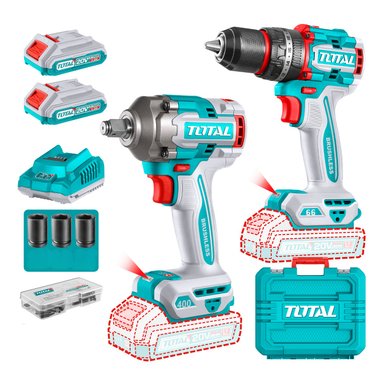 TALADRO PERCUTOR 66NM + LLAVE DE IMPACTO 400NM INDUSTRIAL TOTAL