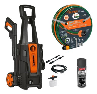 HIDROLAVADORA ELÉCTRICA 1800PSI + MANGUERA 15 METROS TRUPER