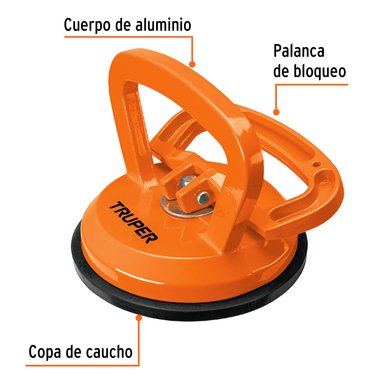 VENTOSA DE ALUMINIO PARA VIDRIO 1 COPA DE SUCCIÓN TRUPER - 2