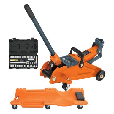 GATA TIPO LAGARTO 2T +CAMA DE PLÁSTICO 40'+ JUEGO DE 39 HERRAMIENTAS TRUPER