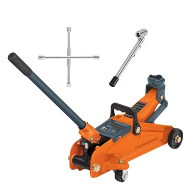 COMBO GATA TIPO LAGARTO 2 TONELADAS + LLAVE DE CRUZ 14' + MEDIDOR DE PRESION 120 PSI TRUPER