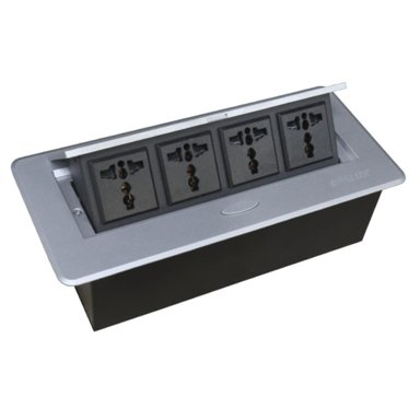 TOMACORRIENTE PARA MUEBLE 4 TOMAS COLOR PLATEADO OPALUX