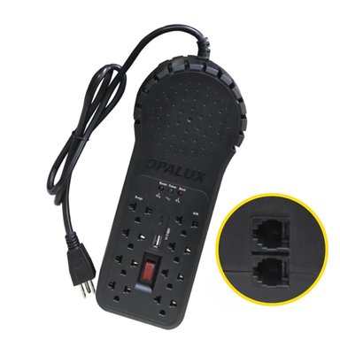 ESTABILIZADOR DE VOLTAJE 1200W 8 TOMAS CON USB OPALUX