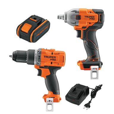 TALADRO PERCUTOR + LLAVE DE IMPACTO 20V + 1BAT TRUPER