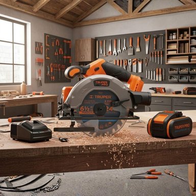 SIERRA CIRCULAR 6 1/2 20V + 1 BATERIA 4AH + CARGADOR TRUPER - 2