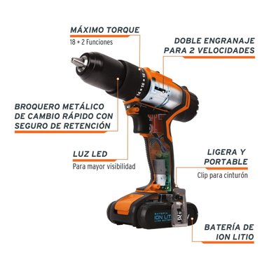 TALADRO PERCUTOR + CAJA DE HERRAMIENTAS 3 EN 1 CON RUEDAS TRUPER - 4