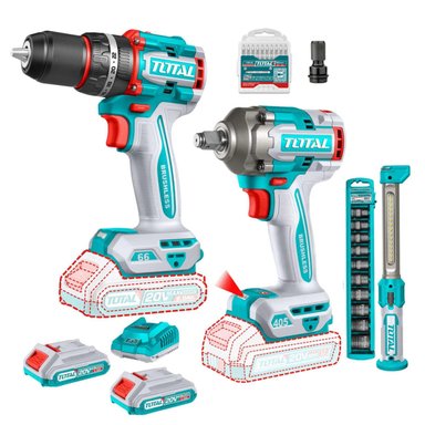TALADRO PERCUTOR 66NM + LLAVE DE IMPACTO 405NM Y DADOS TOTAL - 1