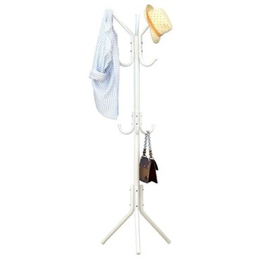 PERCHERO DE METAL ORGANIZADOR COLGADOR ESTANTE 1.75 MT BLANCO