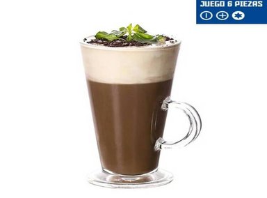 JUEGO DE 6 TAZAS VIDRIO IRLANDESA ALTA PARA CAFÉ CAPUCCINO GENÉRICO