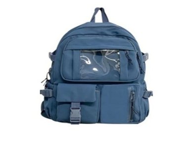 MOCHILA MULTIUSOS BOLSILLO TRANSPARENTE KAWAI CELESTE