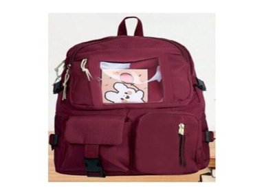 MOCHILA MULTIUSOS BOLSILLO TRANSPARENTE KAWAI ROJO