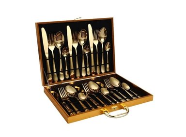 JUEGO DE CUBIERTOS DORADO ACERO INOXIDABLE 24 PIEZAS