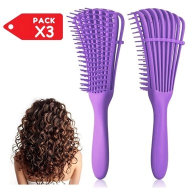 PACK X3 PEINES CEPILLO FLEXIBLE DESENREDANTE PARA CABELLO RIZOS AFRO ALEATORIO
