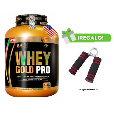 PROTEINA WHEY GOLD LEVEL PRO 6. 6LB 3KG COOKIES Y CREAM + HAND GRIP